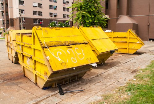 Recycled furniture disposal in Slough community setting.